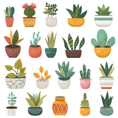 plant flower leaf pot set 02 - sima