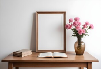 Frame mockup, ISO A paper size. Bedroom poster mockup. Modern interior design. Living room Interior mockup with house background. 3D render