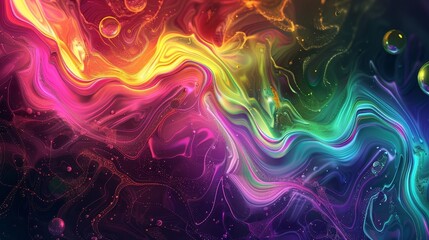 Fototapeta premium Swirling patterns in rainbow colors with shimmering effects on a luminous backdrop