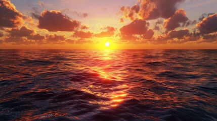 Colorful sunset over ocean. Sunset on the beach. Sunrise over the sea. Panorama