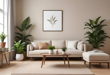 Frame mockup, ISO A paper size. Bedroom poster mockup. Modern interior design. Living room Interior mockup with house background. 3D render