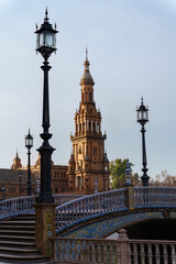 Naklejka premium Torre Sur (south tower) at Plaza de Espana in Seville, Spain.
