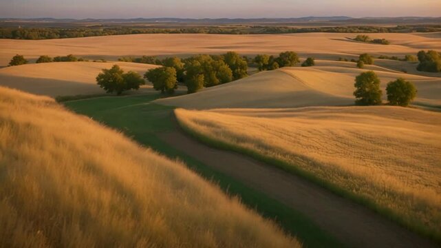As the sun sets in Lethbridge, Alberta, Canada, the Timothy agricultural crop elegantly sways in the gentle breeze, creating a picturesque scene.