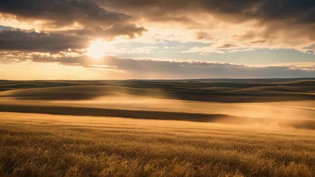 Against the backdrop of a setting sun in Lethbridge, Alberta, Canada, the Timothy agricultural crop sways with a graceful rhythm, painting a serene and captivating picture.
