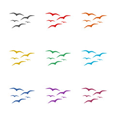 Seagull icon isolated on white background. Set icons colorful