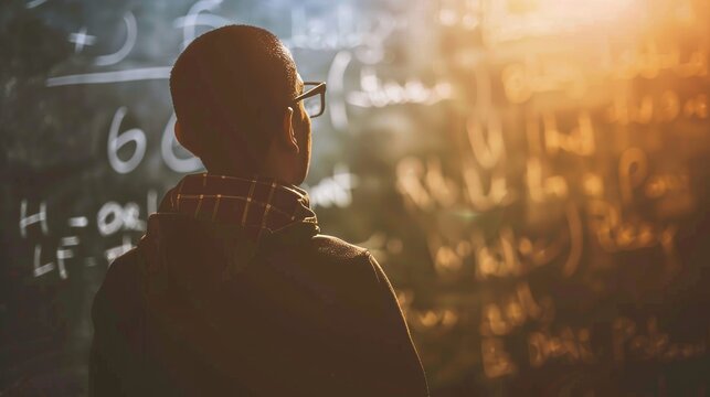 Mathematician Solving Cryptographic Equations on Chalkboard