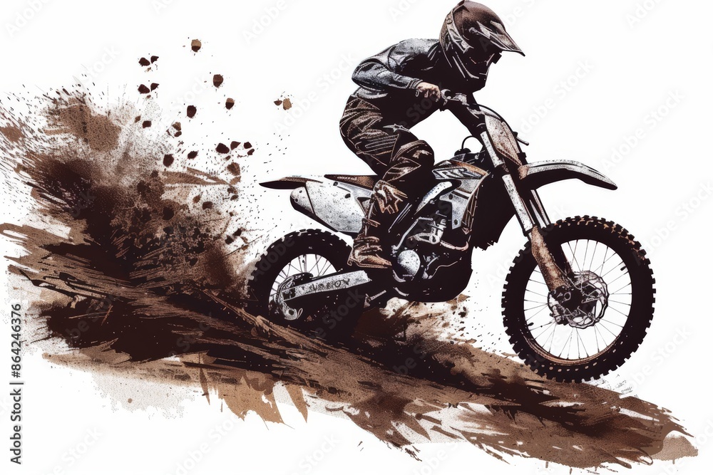 Wall mural illustration motocross bike