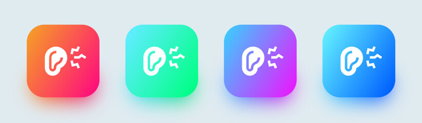 Noice solid icon in square gradient colors. Hearing signs vector illustration.