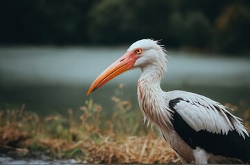 Stork in modern analog photography style