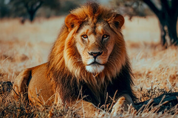 Lion in modern analog photography style