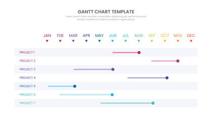 Gantt chart timeline 12 months infographic template design