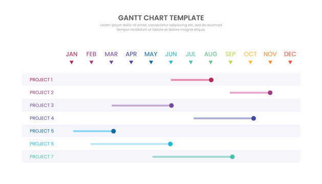 Gantt chart timeline 12 months infographic template design