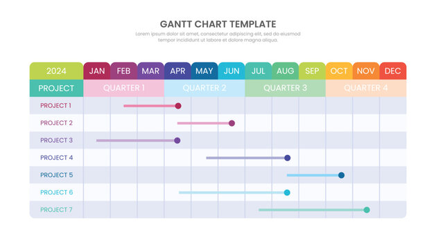 Gantt chart timeline 12 months infographic template design