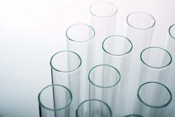 Glass test tubes in a laboratory countertop