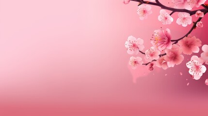 Fototapeta premium Pink Cherry Blossom Branch with Soft Background