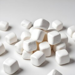 White marshmallows on a white surface background