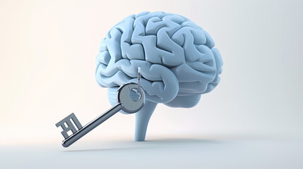 3D cartoon brain icons with internal gears, symbolizing cognitive processes and problem-solving in psychology, on a white background.

