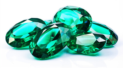 Fototapeta premium Photos of Beautiful Emerald isolated on white background.