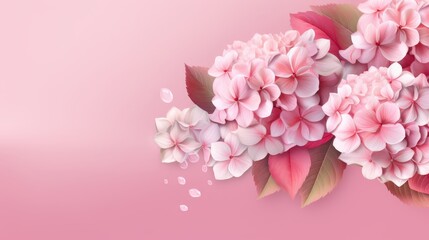 Obraz premium Delicate Pink Hydrangeas with Falling Petals