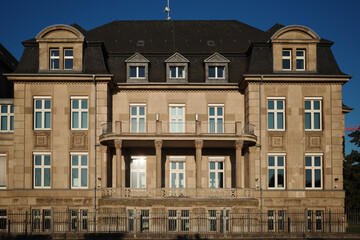 Outdoor exterior sunny view in front of  Villa Horion - Haus der Parlamentsgeschichte in Düsseldorf, Germany.  
 