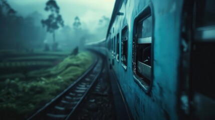 Fototapeta premium A train journey filled with adventure, scenic landscapes passing by