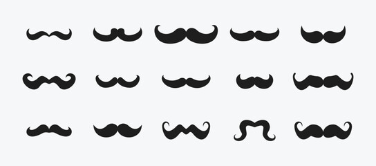 Moustache icon set. Collection of lush stylish hipster mustaches.