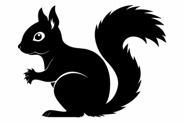 Squirrel black silhouette vector, sitting squirrel black silhouette Illustration, isolated black silhouette of a Squirrel collection, Squirrel Vector