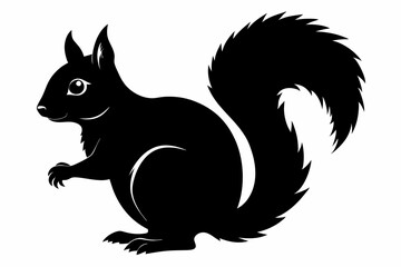 Squirrel black silhouette vector, sitting squirrel black silhouette Illustration, isolated black silhouette of a Squirrel collection, Squirrel Vector