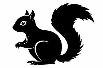 Squirrel black silhouette vector, sitting squirrel black silhouette Illustration, isolated black silhouette of a Squirrel collection, Squirrel Vector