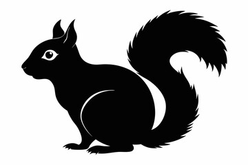 Squirrel black silhouette vector, sitting squirrel black silhouette Illustration, isolated black silhouette of a Squirrel collection, Squirrel Vector