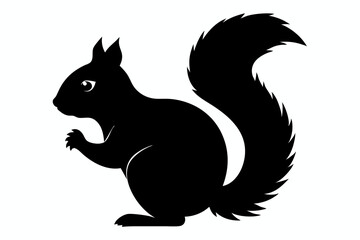 Squirrel black silhouette vector, sitting squirrel black silhouette Illustration, isolated black silhouette of a Squirrel collection, Squirrel Vector