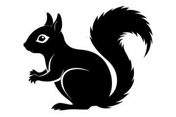 Squirrel black silhouette vector, sitting squirrel black silhouette Illustration, isolated black silhouette of a Squirrel collection, Squirrel Vector