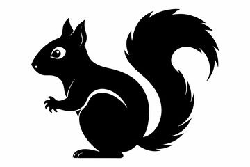 Squirrel black silhouette vector, sitting squirrel black silhouette Illustration, isolated black silhouette of a Squirrel collection, Squirrel Vector