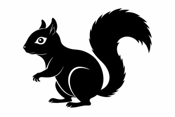 Squirrel black silhouette vector, sitting squirrel black silhouette Illustration, isolated black silhouette of a Squirrel collection, Squirrel Vector