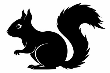 Squirrel black silhouette vector, sitting squirrel black silhouette Illustration, isolated black silhouette of a Squirrel collection, Squirrel Vector
