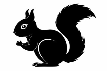 Squirrel black silhouette vector, sitting squirrel black silhouette Illustration, isolated black silhouette of a Squirrel collection, Squirrel Vector