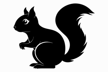 Squirrel black silhouette vector, sitting squirrel black silhouette Illustration, isolated black silhouette of a Squirrel collection, Squirrel Vector