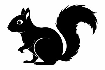 Squirrel black silhouette vector, sitting squirrel black silhouette Illustration, isolated black silhouette of a Squirrel collection, Squirrel Vector
