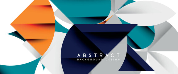 Minimal geometric elements on white. Petals, round triangles, star