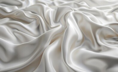 Fototapeta premium Fabric textile Background. White color. 3D render of white silk fabric with waves