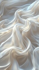Fototapeta premium Fabric textile Background. White color. 3D render of white silk fabric with waves