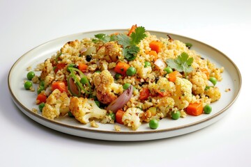 Delicious Cauliflower Fried Rice Bowl with Egg Ribbons and Aromatic Soy Sauce