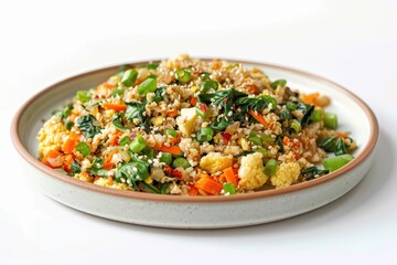 Delicious Cauliflower Fried Rice with Carrots, Peas, and Bean Sprouts