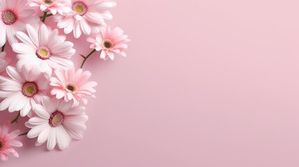 Pink Gerbera Daisies on a Pale Pink Background