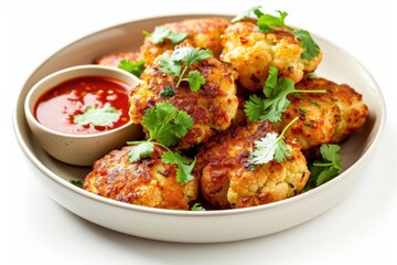 Fototapeta premium Cauliflower Fritters: A Visual and Gastronomic Pleasure