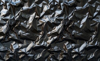 Metallic black and white texture background monochromatic crumpled metal surface