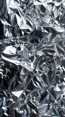 Metallic black and white texture background monochromatic crumpled metal surface