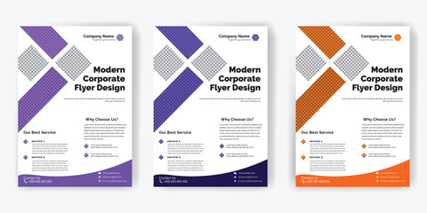 Corporate geometric and natural shape business flyer or Brochure template vector design with different colors