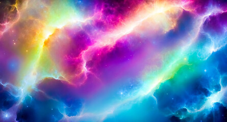 Fototapeta premium Cosmic Nebula with Vivid Colors and Stars