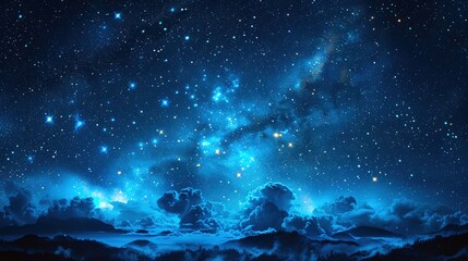 Fototapeta premium Symbolic illustration of a starry night sky, representing dreams and aspirations, ample copy space